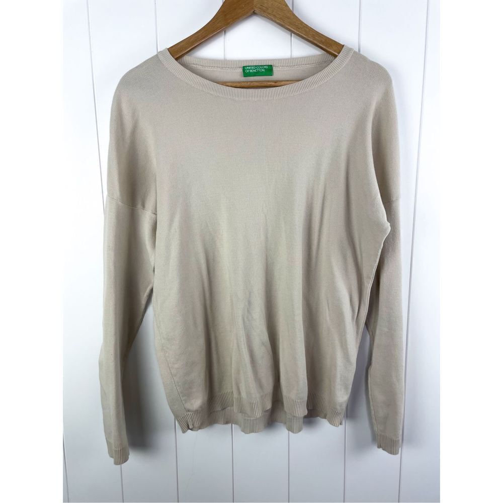 United‎ Colors of Benetton Vintage Y2K Cotton Cream Sweater M